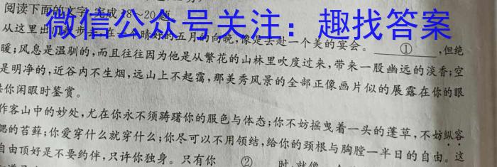 陕西省2023-2024学年度第一学期九年级阶段性学习效果评估（三）/语文