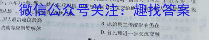 2023年秋季学期广西示范性高中高一期中联合调研测试历史