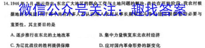 安徽省2024届九年级阶段评估(二)3L R历史试卷答案