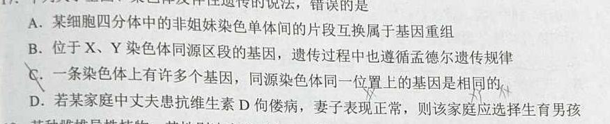 吉林省"通化优质高中联盟”2023~2024学年度高二上学期期中考试(24-103B)生物