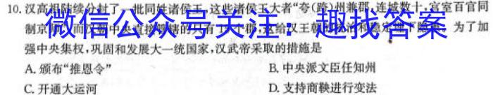 安徽省合肥市琥珀中学教育集团2024届九年级第一次质量调研检测历史