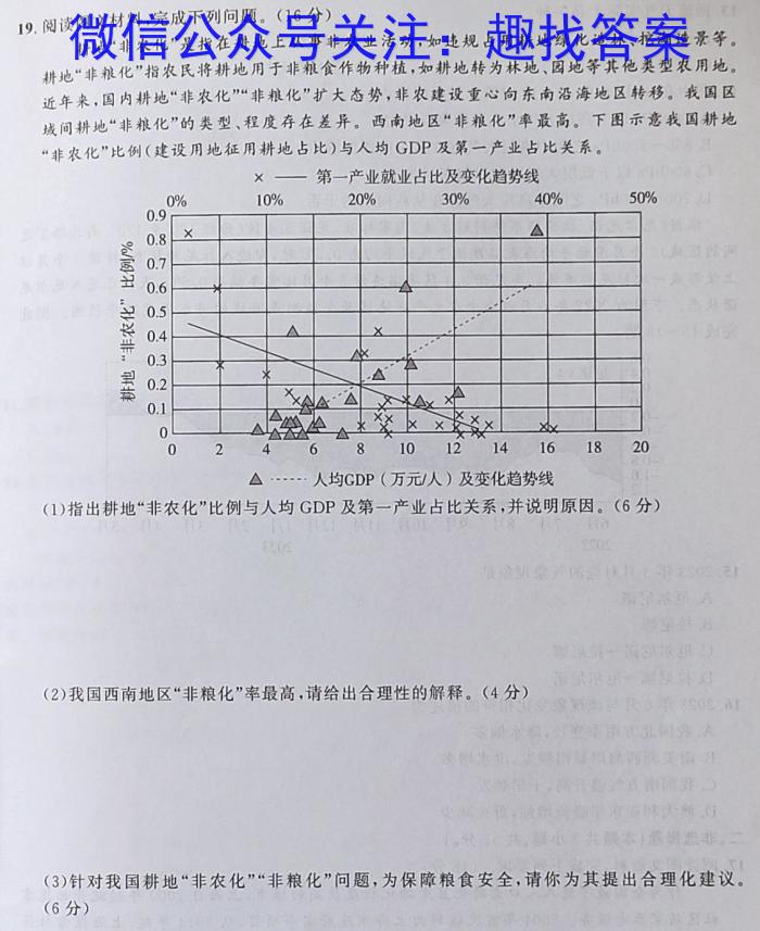 天一大联考 海南省2024-2025学年高二学业水平诊断(一)地理.试题