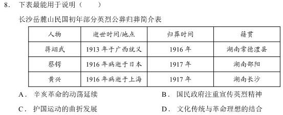 河南省2023~2024学年度九年级综合素养评估R-PGZX C HEN(一)1历史