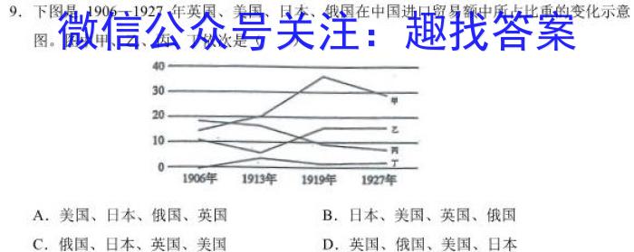 湖南省2024届高三11月质量检测试题历史