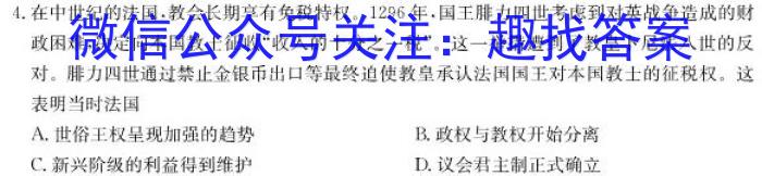 山西省2023-2024学年第一学期九年级期中质量监测试题（卷）历史