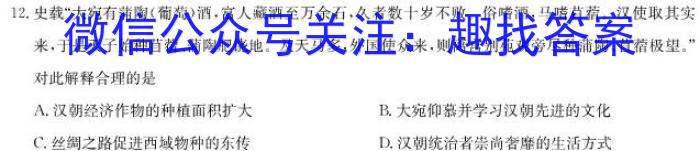 江西省2024届九年级初中目标考点测评（十三）历史试卷