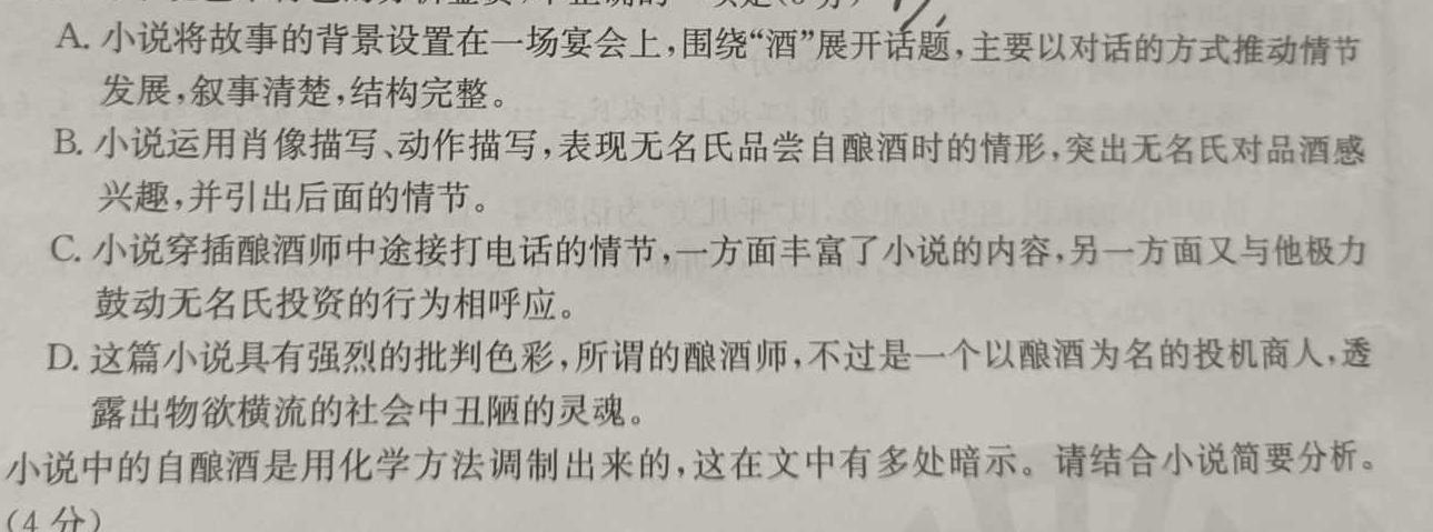智慧上进·2024届高三总复习双向达标月考调研卷（五）语文试卷 答案