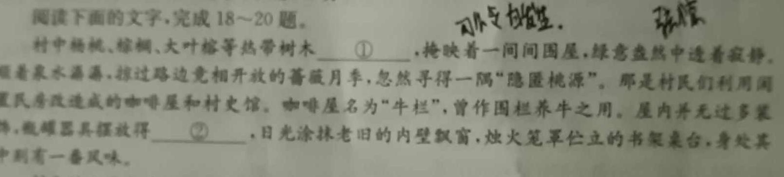 安徽省2023~2024学年度九年级阶段质量检测(R-PGZX D AH ☆)语文试卷 答案
