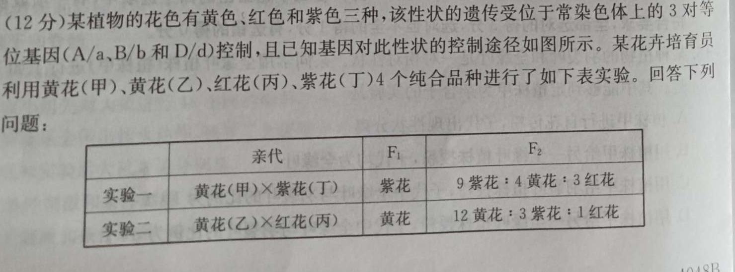 陕西省2023~2024学年度安康市高三年级第一次质量联考(三个黑三角)生物