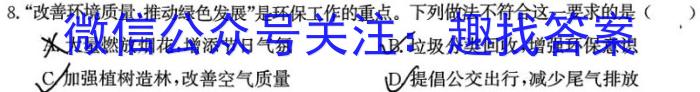 q甘肃省武威2023-2024学年八年级第一学期第三次月考试卷化学