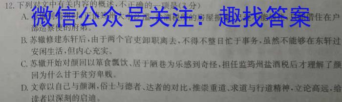 江西省2024届九年级初中目标考点测评（十二）语文