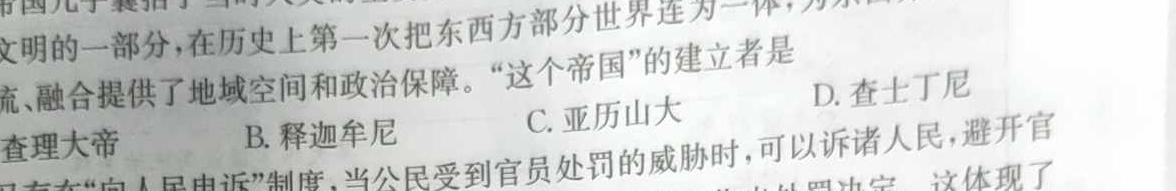 吉林省"通化优质高中联盟”2023~2024学年度高一上学期期中考试(24-103A)历史试卷答案