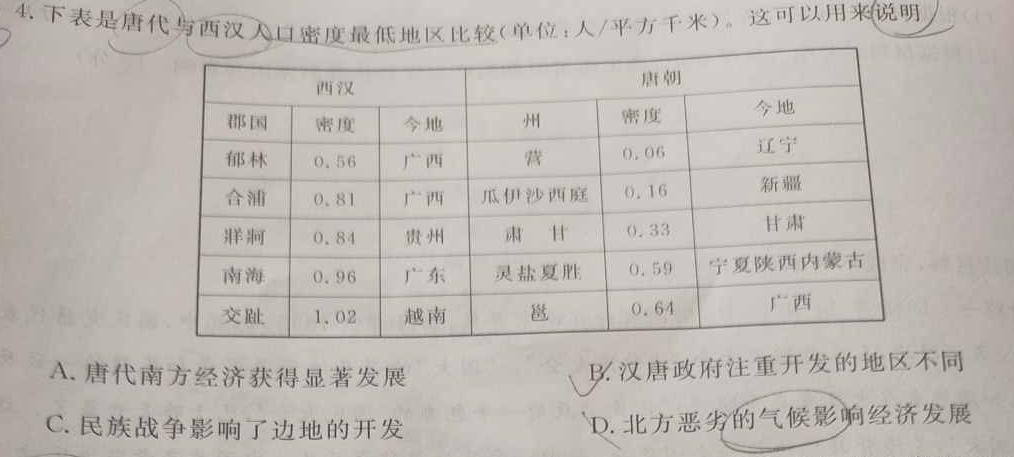 [国考1号9]第9套 2024届高三阶段性考试(六)6历史