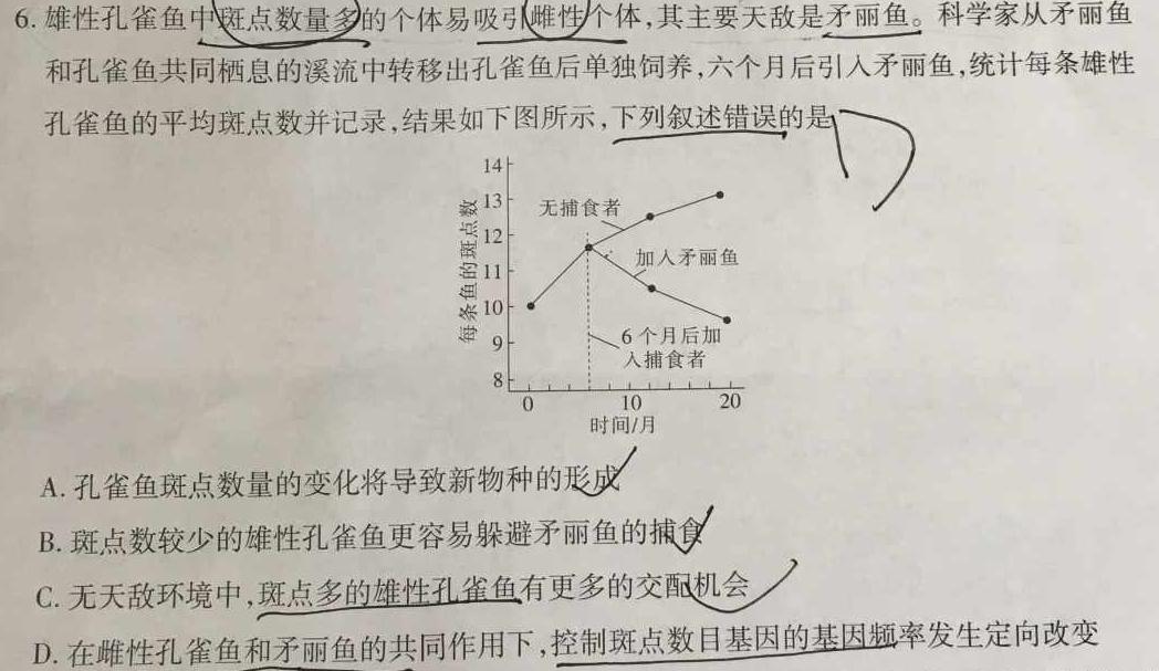 陕西省2024届高三阶段性检测卷(三)3(24156C)生物