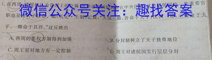 衡水金卷先享题分科综合卷2024答案新教材一历史