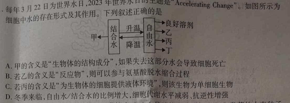 云南师大附中(贵州卷)2024届高考适应性月考卷(黑白黑白白黑黑白)生物