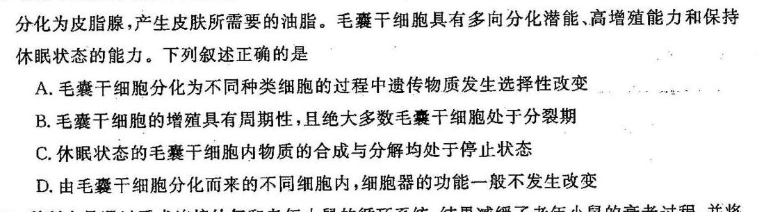 湖南省2024届高三年级上学期期中联考（11月）生物