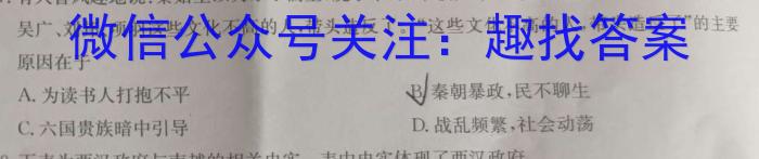 安徽省蒙城县某校2023-2024学年度九年级第一学期第二次检测试卷历史