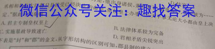 江西省瑞昌市2023-2024学年度上学期九年级期中考试试卷历史