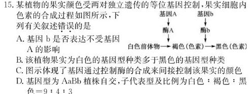 九师联盟2024届高三教学质量监测11月联考（L）生物