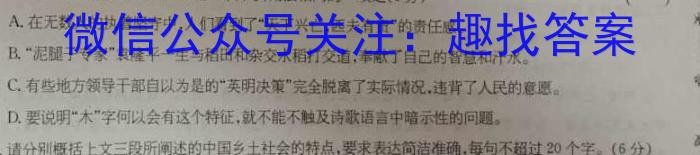 安徽省2023-2024学年度第一学期九年级期中素质教育评估试卷语文