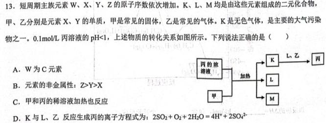 12023-2024学年度第一学期武汉市部分学校高一年级期中调研考试化学试卷答案