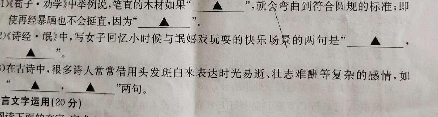 [今日更新]2023-2024学年辽宁省高二试卷11月联考(24-132B)语文试卷答案