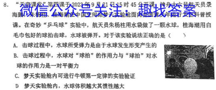 2023-2024学年湖南省高一选科调考第二次联考物理试卷答案