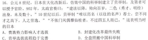 陕西省2024届高三联考试卷历史