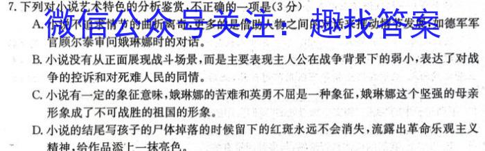 山西省2023-2024学年12月份九年级阶段质量检测试题（卷）语文