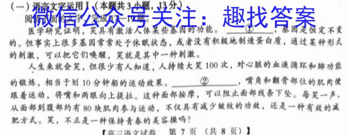 衡中同卷 2023-2024学年度上学期高三年级期中考试语文