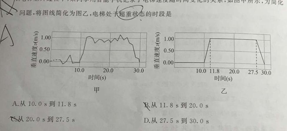 [国考1号9]第9套 2024届高三阶段性考试(六)6物理试题.