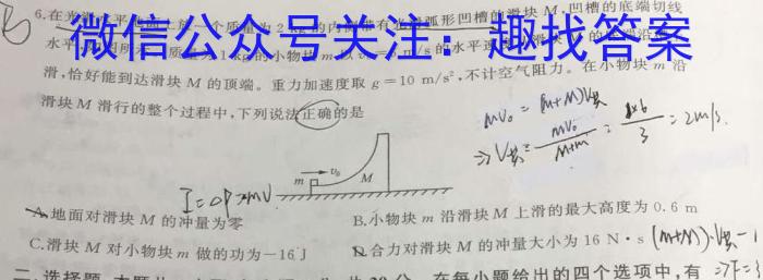 陕西省2023秋季九年级第二阶段素养达标测试（B卷）巩固卷物理试卷答案