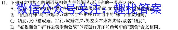 学业测评•分段训练•江西省2024届九年级训练（三）语文