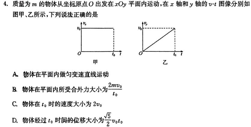 [今日更新]2023-2024学年高一试卷12月百万联考(齿轮).物理试卷答案