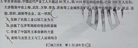 陕西省2024届九年级上学期11月期中联考政治s