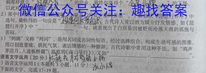 2023-2024学年安徽省九年级上学期阶段性练习（三）/语文