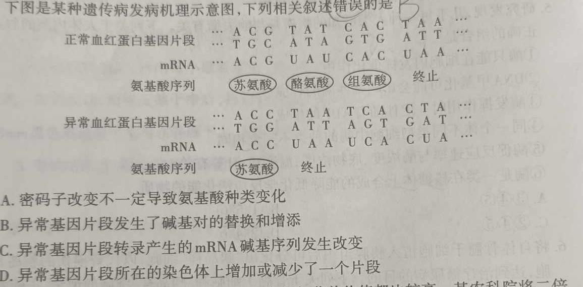 2024年全国高考仿真模拟卷(二)2生物学部分