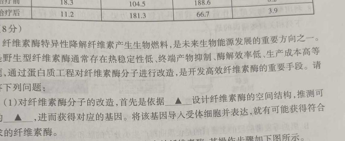 江西省“三新”协同教研共同体2023年12月份高二年级联合考试（双菱形）生物