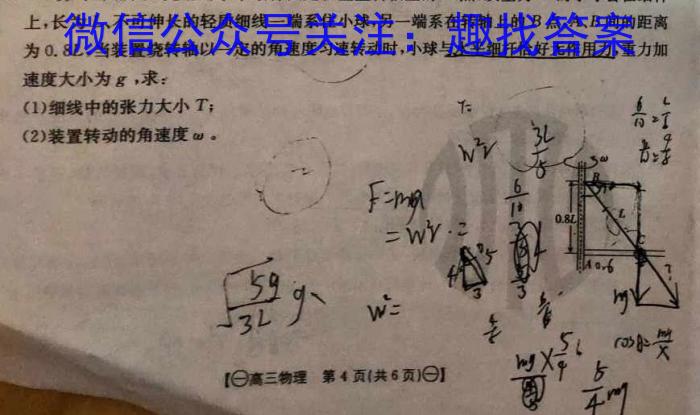 2023年秋季河南省高一第四次联考(24-227A)物理试卷答案