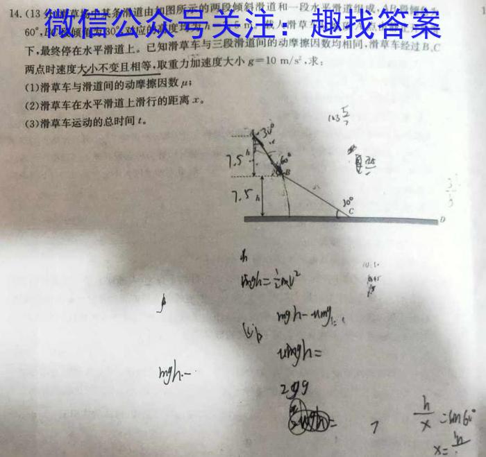 黑龙江名校联盟2024届高三模拟测试物理试卷答案