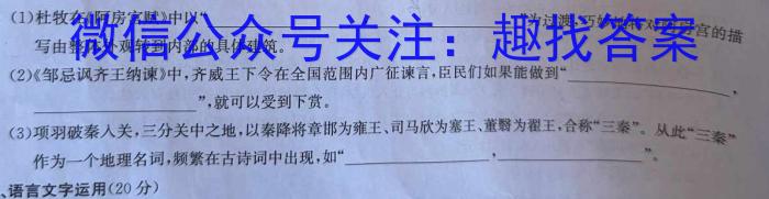 湖北省2024届高三年级上学期12月份十一校联考语文