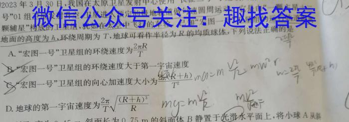 陕西省2023~2024学年度安康市高三年级第一次质量联考(三个黑三角)物理试题答案