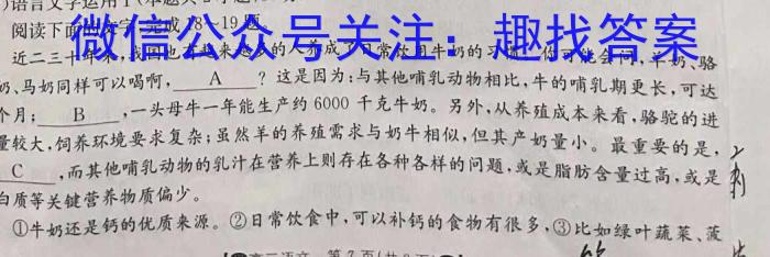 安徽省2023-2024学年度第一学期九年级学科素养练习（二）语文