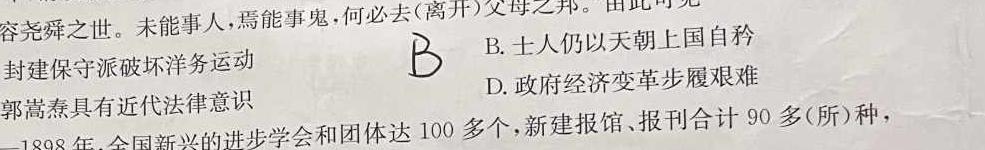 安徽省合肥市某校2023-2024学年九年级阶段检测历史