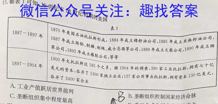 河南省2023-2024学年新乡市高三第一次模拟考试历史试卷