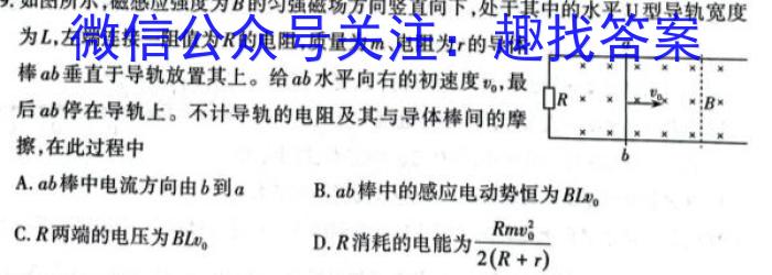 天一大联考 焦作市普通高中2023-2024学年(上)高二年级期中考试物理试卷答案