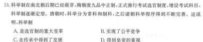 安徽省蒙城县2023-2024年度第一学期九年级义务教育教学质量监测历史