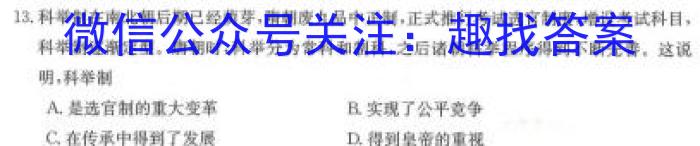 安徽省2023-2024学年九年级上学期教学质量调研三（页码名字）历史