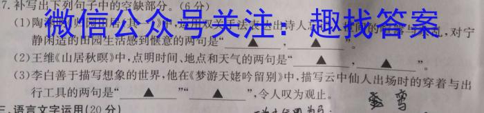 陕西省扶风初中2023-2024学年度上学期九年级第二次质量检测题（卷）/语文